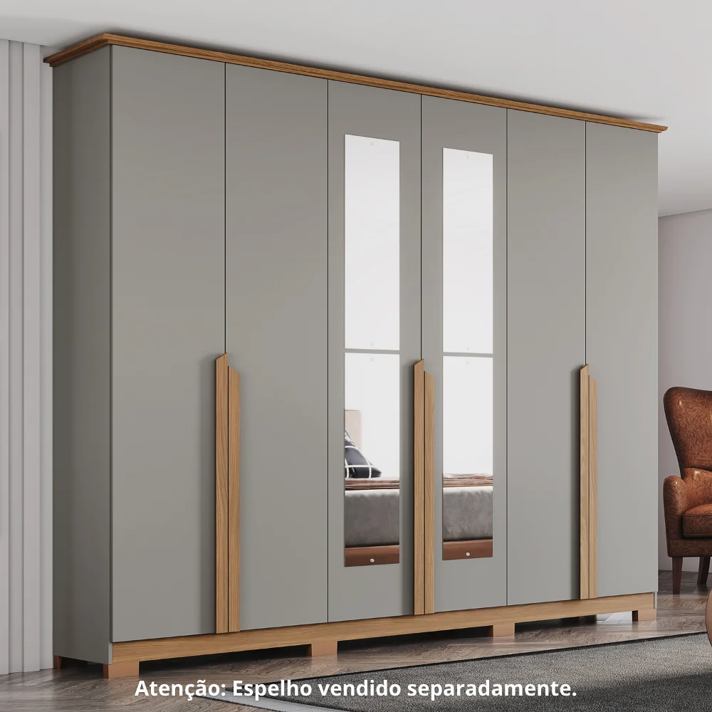 Guarda-Roupa Nepal 06 Pts D309 - Cinza Nature (169) - Foto 2