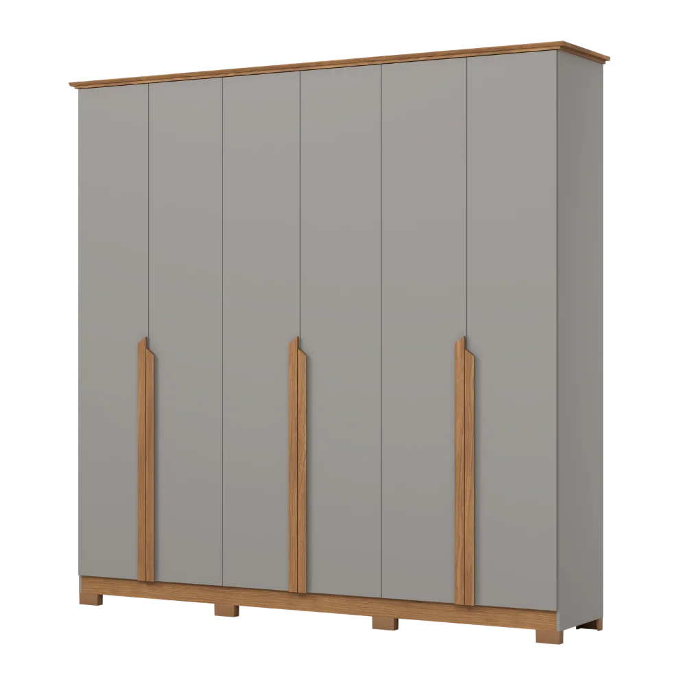 Guarda-Roupa Nepal 06 Pts D309 - Cinza Nature (169) - Foto 4