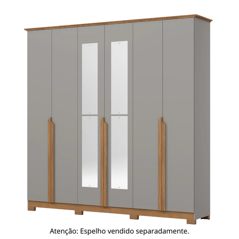 Guarda-Roupa Nepal 06 Pts D309 - Cinza Nature (169) - Foto 5