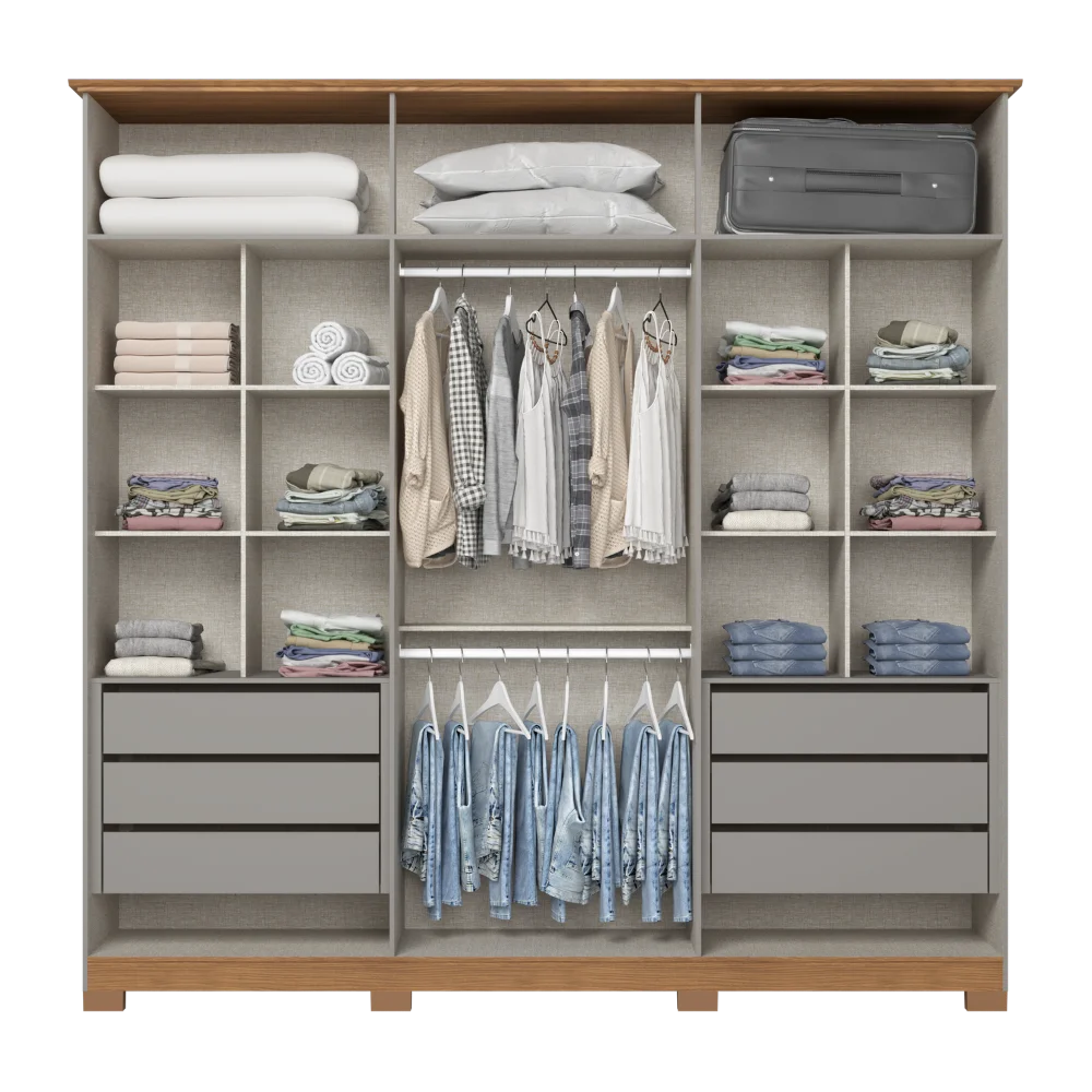 Guarda-Roupa Nepal 06 Pts D309 - Cinza Nature (169) - Foto 6