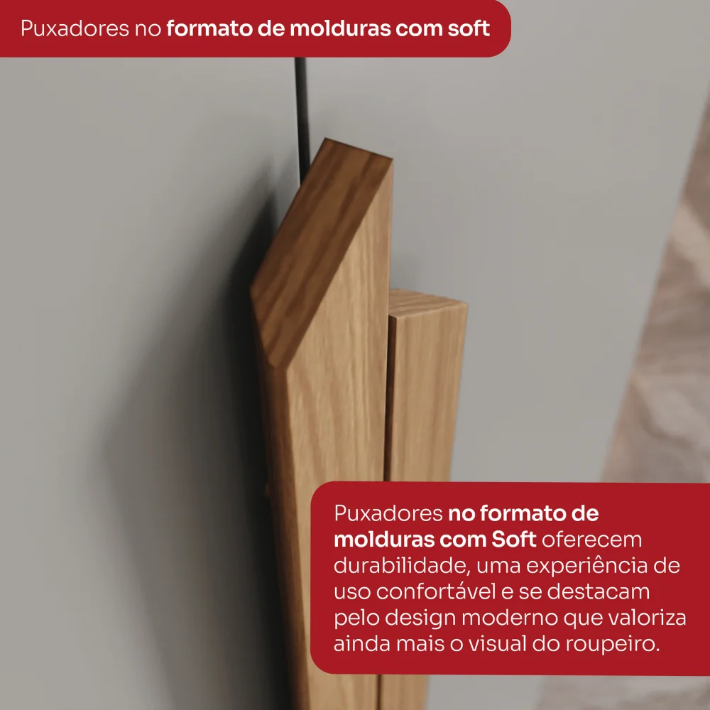 Guarda-Roupa Nepal 06 Pts D309 - Cinza Nature (169) - Foto 9