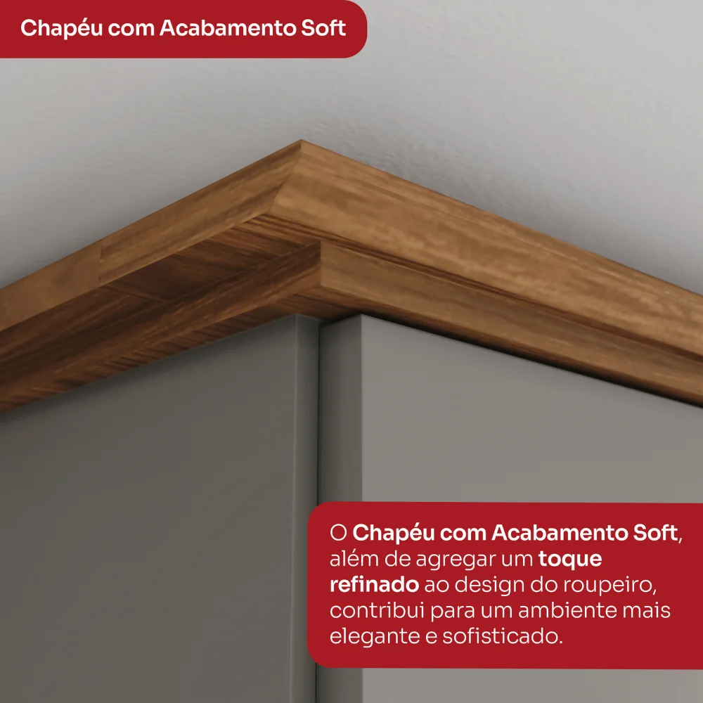 Guarda-Roupa Nepal 06 Pts D309 - Cinza Nature (169) - Foto 10