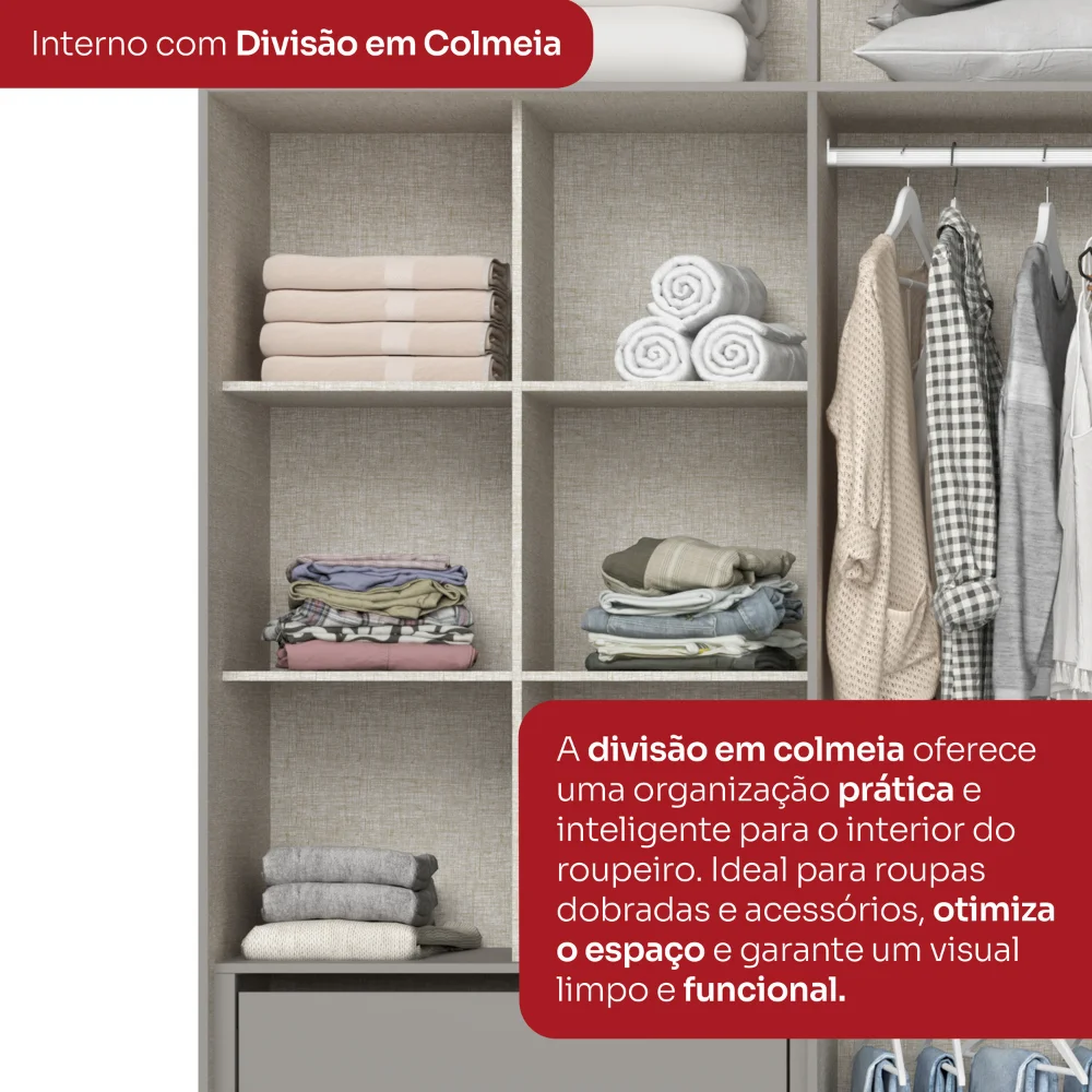 Guarda-Roupa Nepal 06 Pts D309 - Cinza Nature (169) - Foto 13