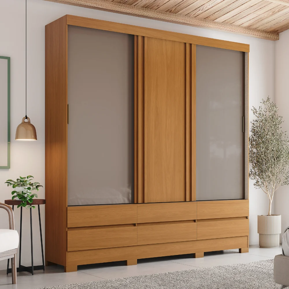 Guarda-Roupa Rodes/ B386 - Cinamomo/Off White/Avelã FLEX - Foto 4