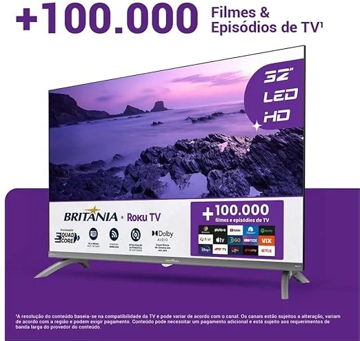Smart TV 32" HD Britânia B32CRA Roku TV LED Wi-fi HDMI USB - Foto 6