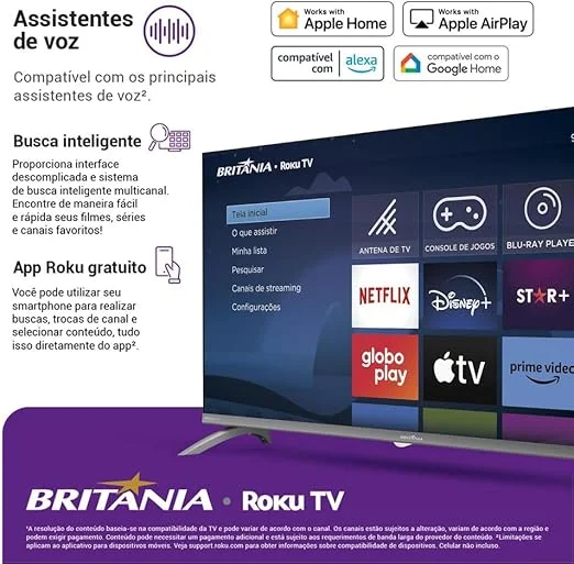 Smart TV 32" HD Britânia B32CRA Roku TV LED Wi-fi HDMI USB - Foto 7