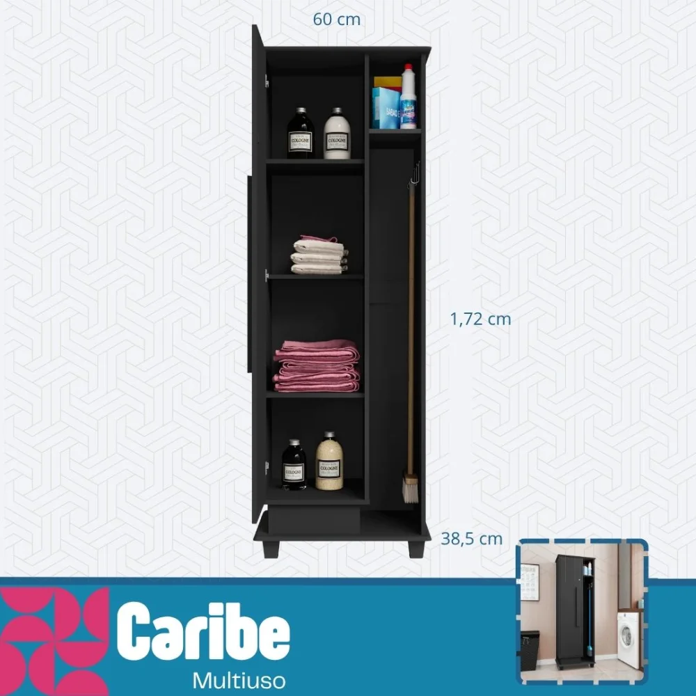 Armário Multiuso Caribe - Preto - Foto 3
