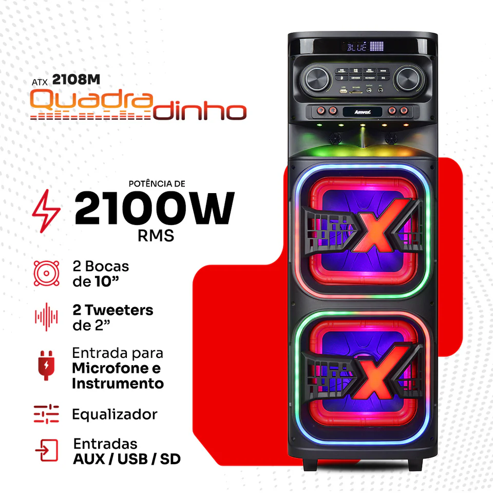 Caixa de Som 2100 Atx 2108M Quadradinho Bivolt Amvox - Foto 10